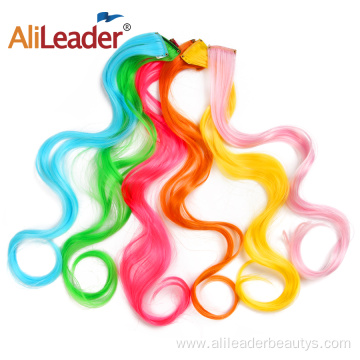 Rainbow Curly Hair Pieces Clip On Hair Extension